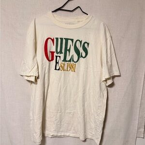 Guess Cream and Red Short Sleeve Tee